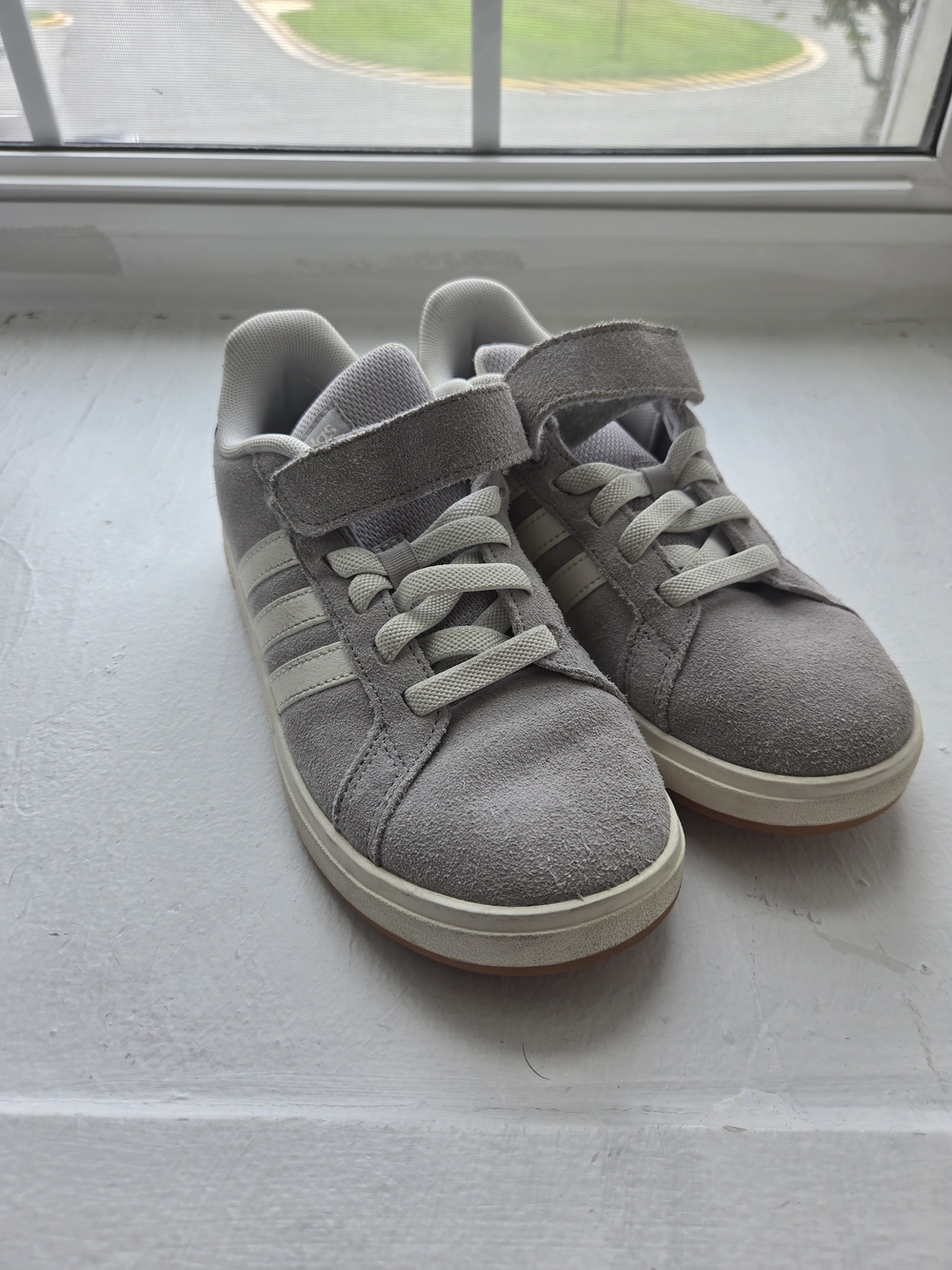 Kids Suede Velcro Sneakers - Light Gray
